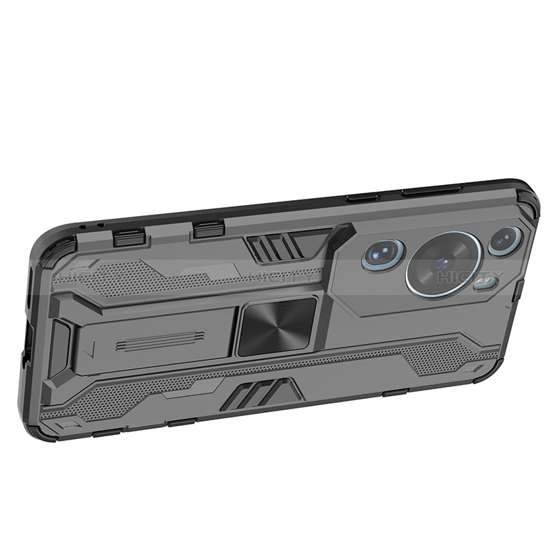 Custodia Silicone e Plastica Opaca Cover con Magnetico Supporto KC2 per Huawei P60 Art