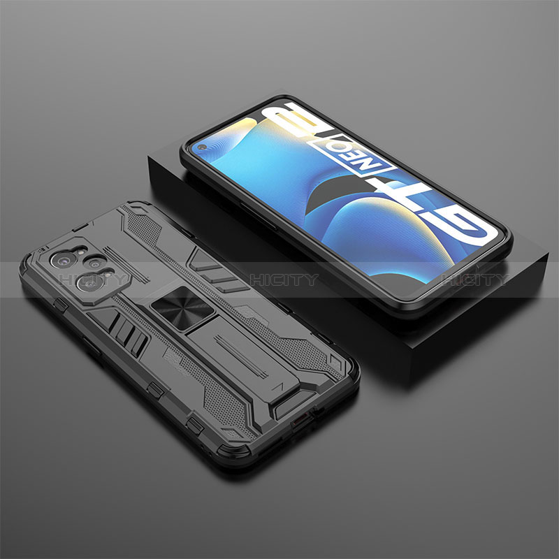 Custodia Silicone e Plastica Opaca Cover con Magnetico Supporto KC2 per Realme GT Neo 3T 5G