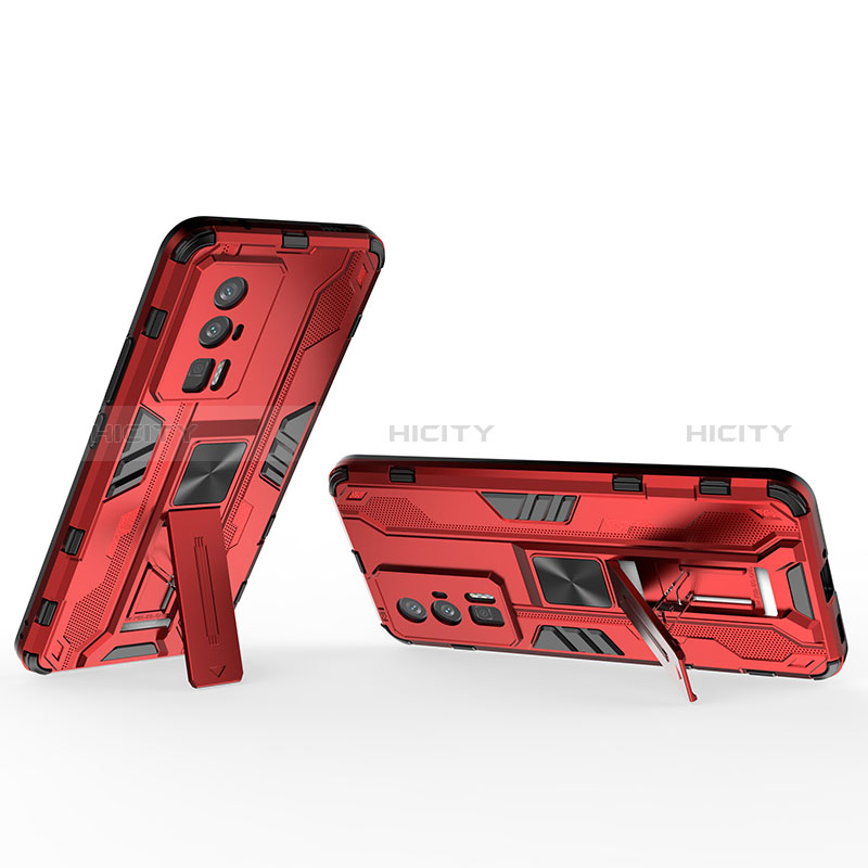 Custodia Silicone e Plastica Opaca Cover con Magnetico Supporto KC2 per Xiaomi Poco F5 Pro 5G