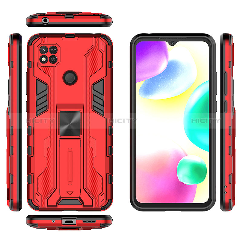 Custodia Silicone e Plastica Opaca Cover con Magnetico Supporto KC2 per Xiaomi Redmi 9C NFC