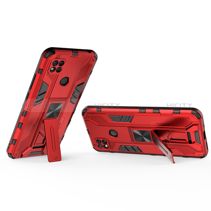 Custodia Silicone e Plastica Opaca Cover con Magnetico Supporto KC2 per Xiaomi Redmi 9C NFC