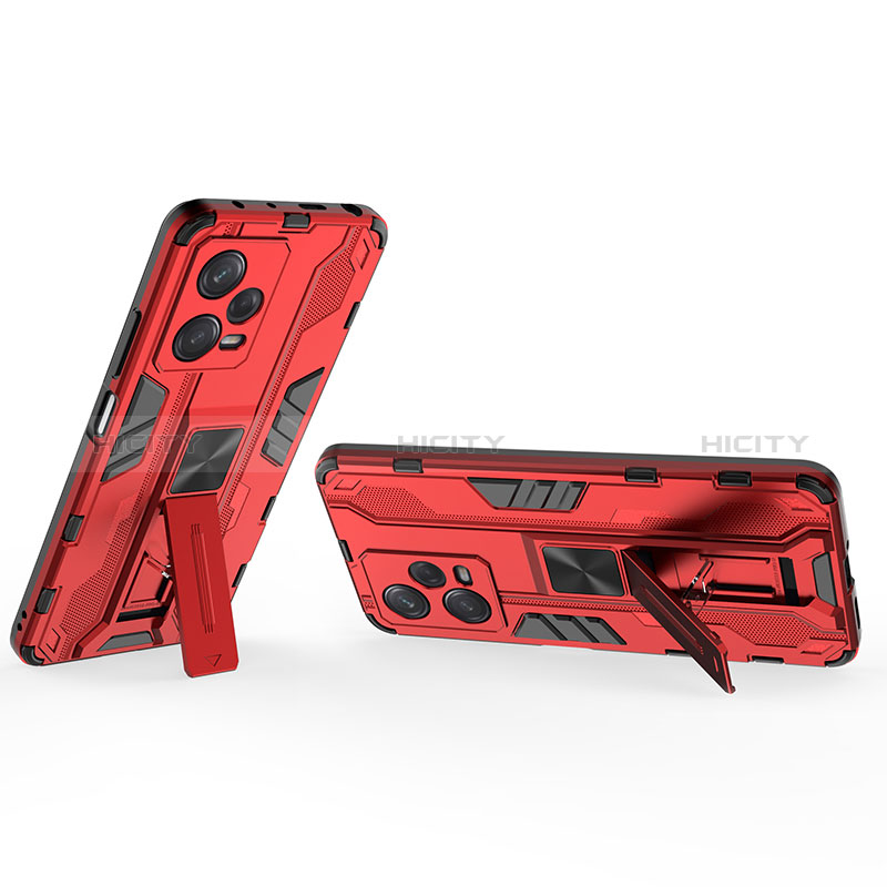 Custodia Silicone e Plastica Opaca Cover con Magnetico Supporto KC2 per Xiaomi Redmi Note 12 Pro 5G