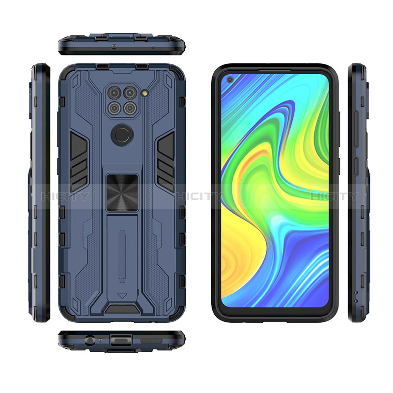 Custodia Silicone e Plastica Opaca Cover con Magnetico Supporto KC2 per Xiaomi Redmi Note 9