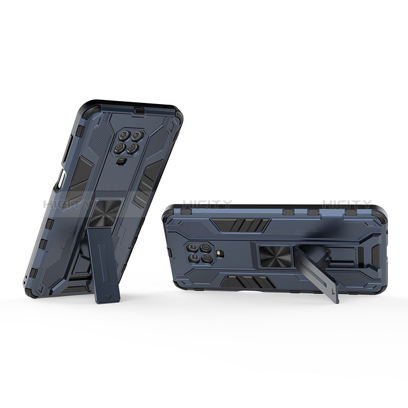 Custodia Silicone e Plastica Opaca Cover con Magnetico Supporto KC2 per Xiaomi Redmi Note 9 Pro