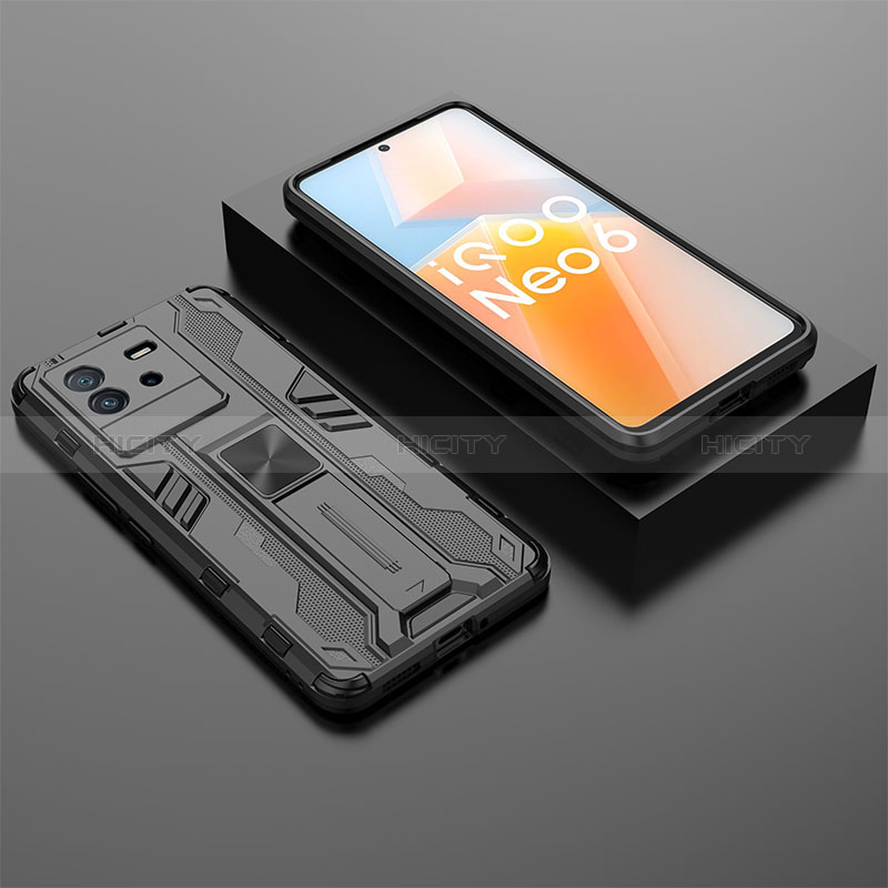 Custodia Silicone e Plastica Opaca Cover con Magnetico Supporto KC3 per Vivo iQOO Neo6 5G