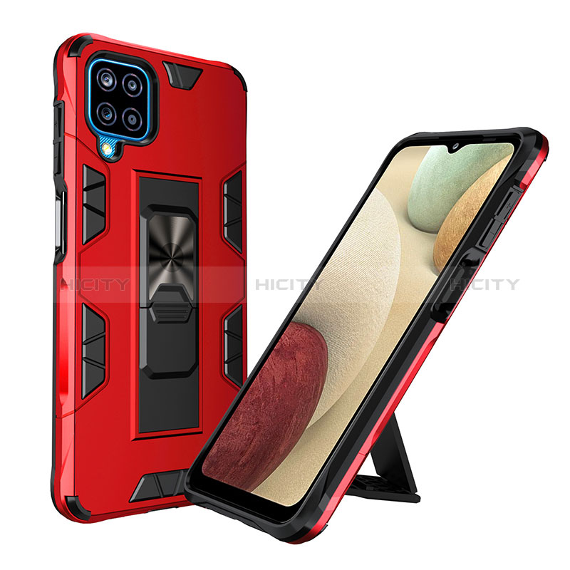 Custodia Silicone e Plastica Opaca Cover con Magnetico Supporto MQ1 per Samsung Galaxy A12