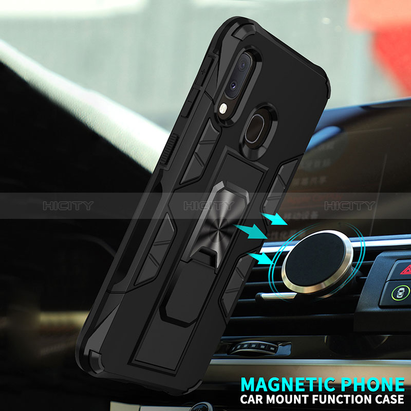 Custodia Silicone e Plastica Opaca Cover con Magnetico Supporto MQ1 per Samsung Galaxy A20e