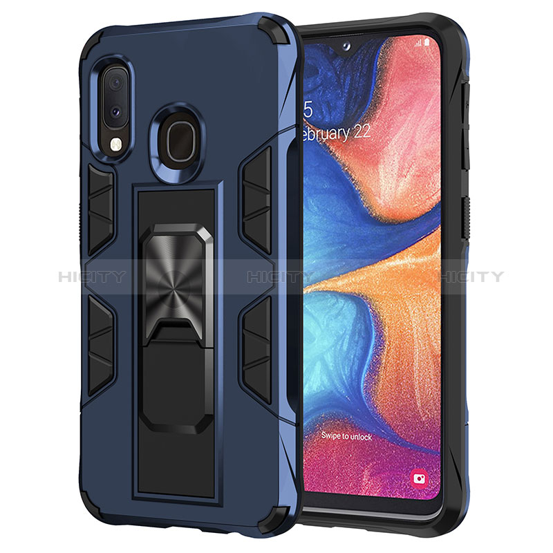 Custodia Silicone e Plastica Opaca Cover con Magnetico Supporto MQ1 per Samsung Galaxy A20e