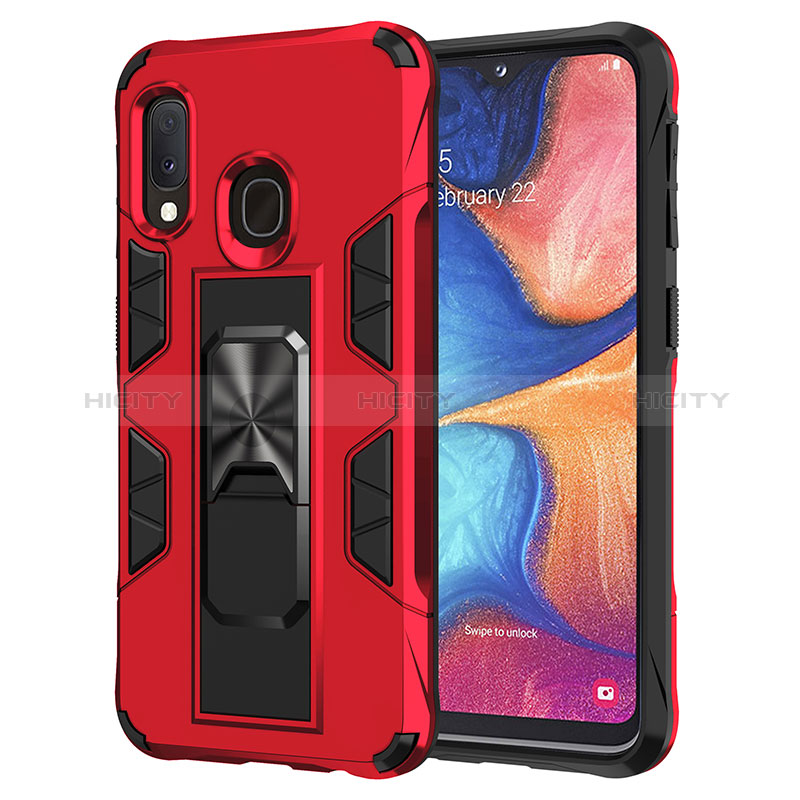 Custodia Silicone e Plastica Opaca Cover con Magnetico Supporto MQ1 per Samsung Galaxy A20e Rosso