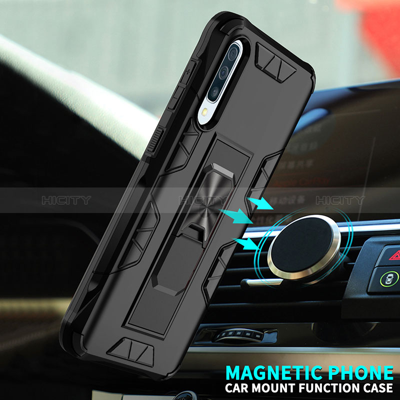 Custodia Silicone e Plastica Opaca Cover con Magnetico Supporto MQ1 per Samsung Galaxy A30S