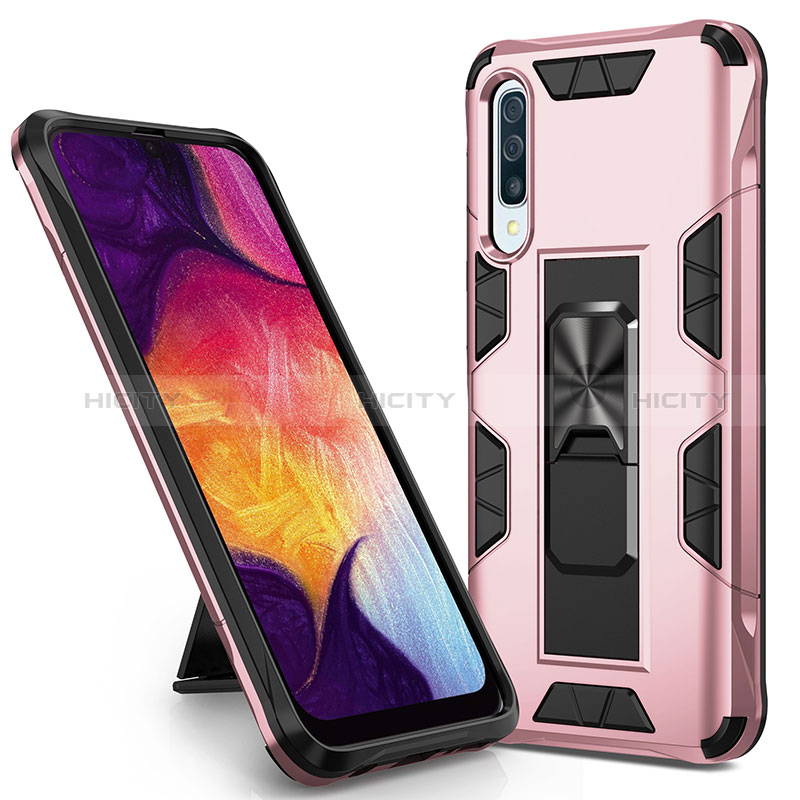 Custodia Silicone e Plastica Opaca Cover con Magnetico Supporto MQ1 per Samsung Galaxy A30S