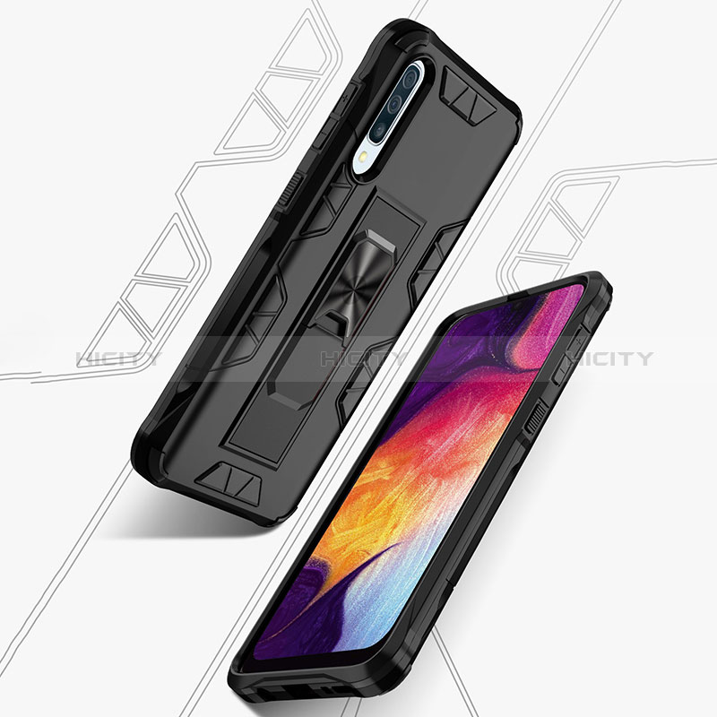 Custodia Silicone e Plastica Opaca Cover con Magnetico Supporto MQ1 per Samsung Galaxy A30S