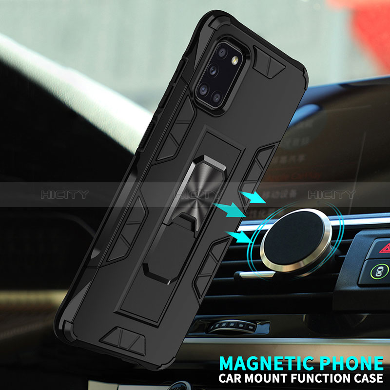 Custodia Silicone e Plastica Opaca Cover con Magnetico Supporto MQ1 per Samsung Galaxy A31