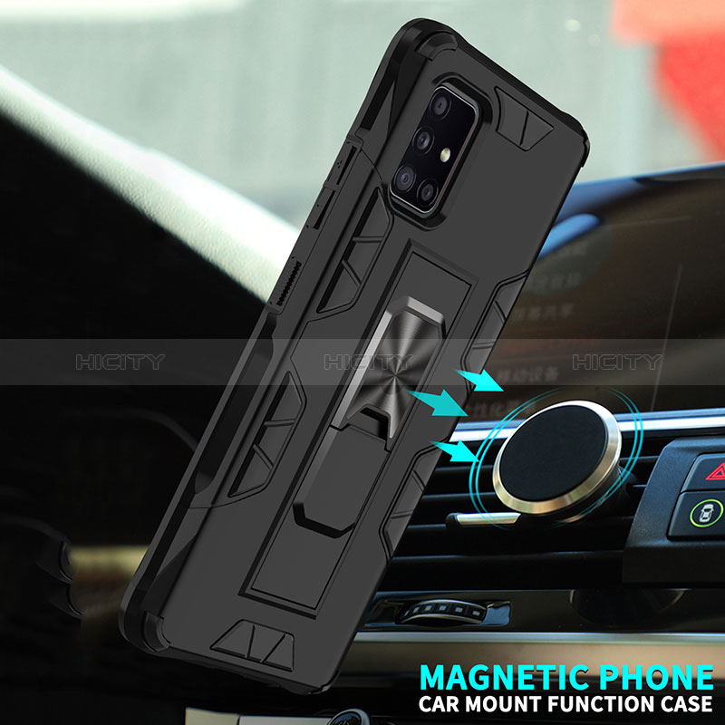 Custodia Silicone e Plastica Opaca Cover con Magnetico Supporto MQ1 per Samsung Galaxy A51 4G