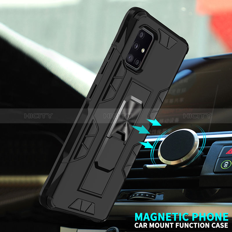 Custodia Silicone e Plastica Opaca Cover con Magnetico Supporto MQ1 per Samsung Galaxy A71 4G A715