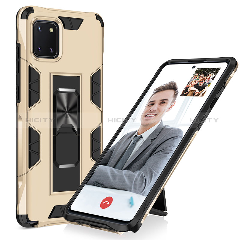 Custodia Silicone e Plastica Opaca Cover con Magnetico Supporto MQ1 per Samsung Galaxy A81