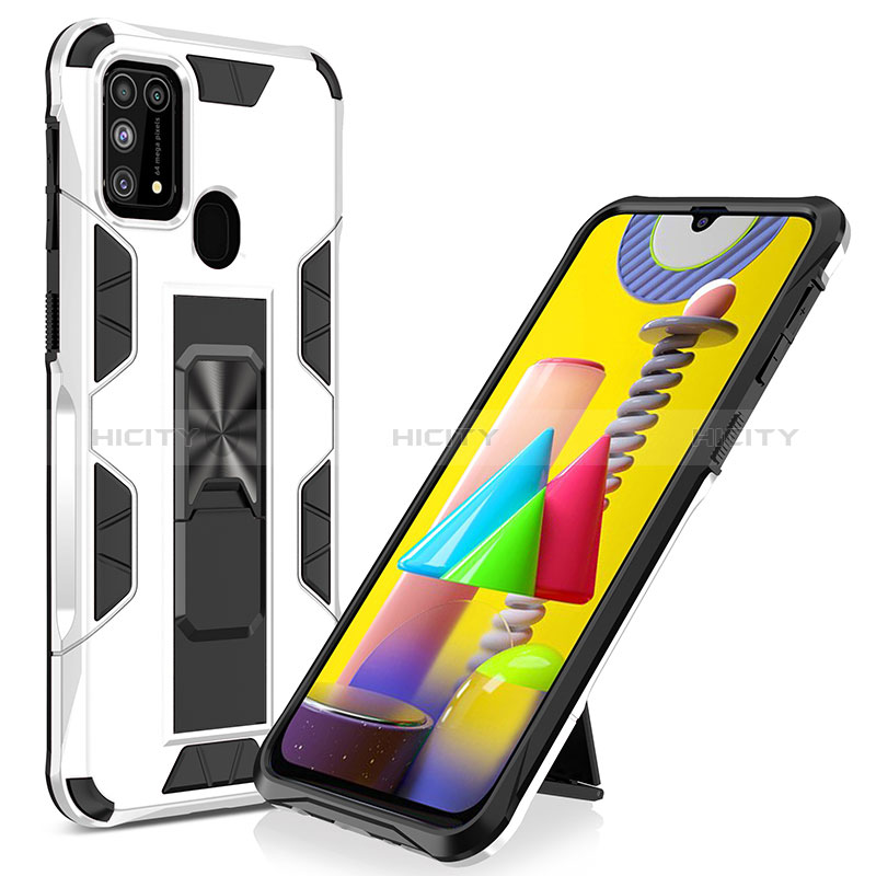 Custodia Silicone e Plastica Opaca Cover con Magnetico Supporto MQ1 per Samsung Galaxy M21s