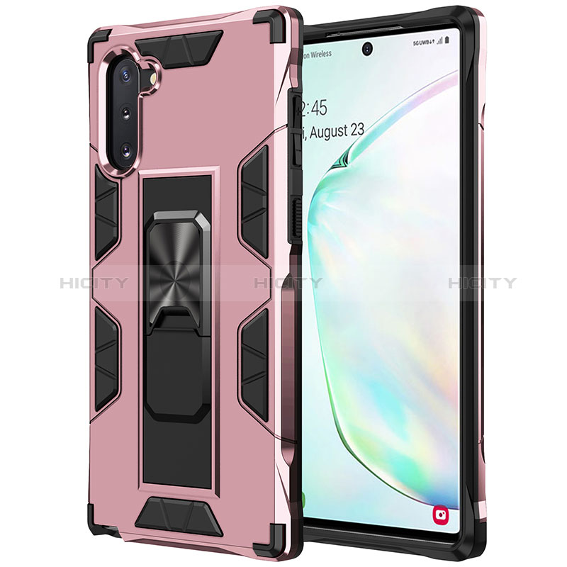 Custodia Silicone e Plastica Opaca Cover con Magnetico Supporto MQ1 per Samsung Galaxy Note 10 5G Oro Rosa