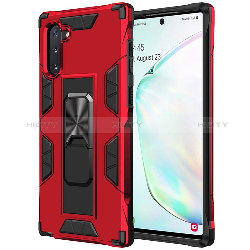 Custodia Silicone e Plastica Opaca Cover con Magnetico Supporto MQ1 per Samsung Galaxy Note 10 5G Rosso