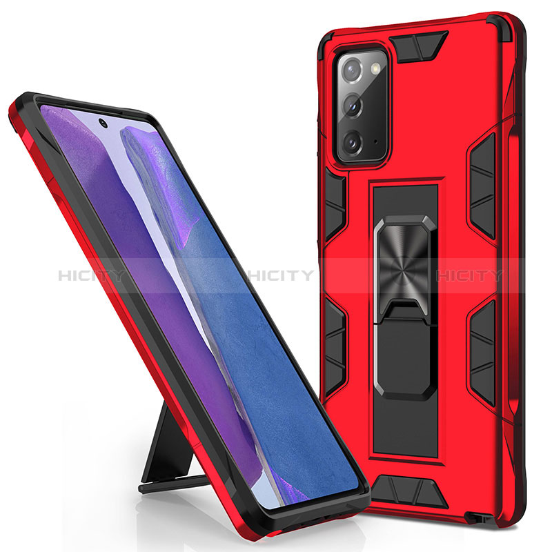 Custodia Silicone e Plastica Opaca Cover con Magnetico Supporto MQ1 per Samsung Galaxy Note 20 5G Rosso