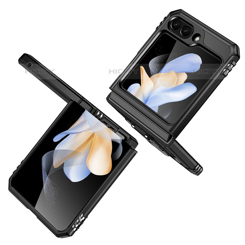 Custodia Silicone e Plastica Opaca Cover con Magnetico Supporto MQ1 per Samsung Galaxy Z Flip5 5G