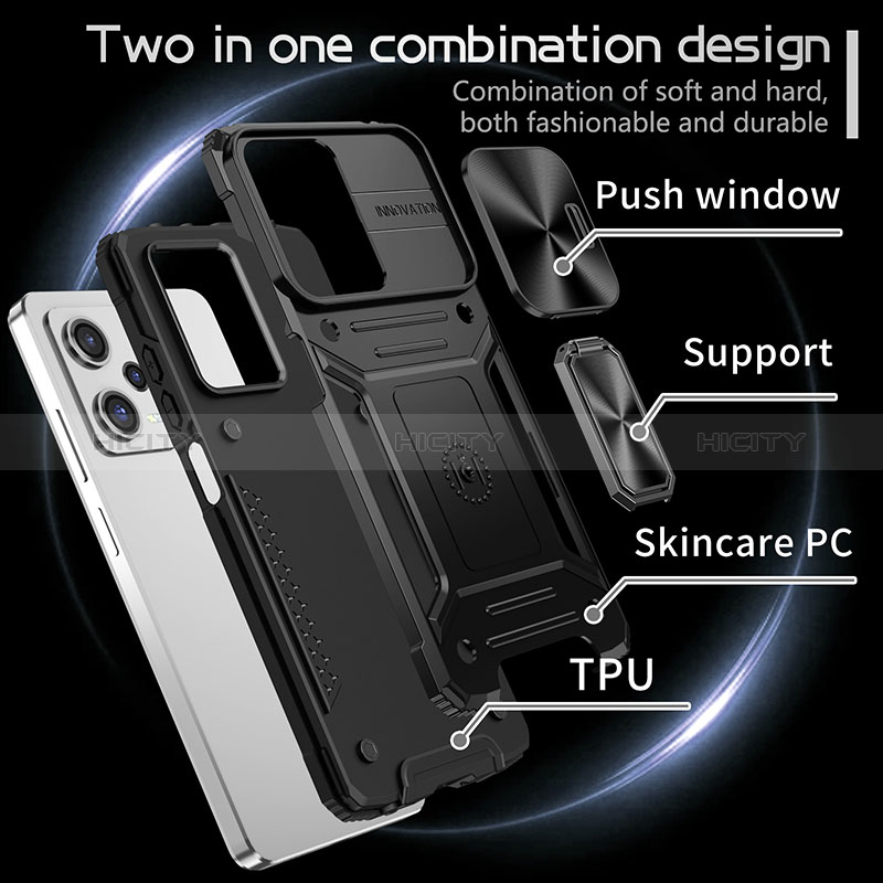 Custodia Silicone e Plastica Opaca Cover con Magnetico Supporto MQ1 per Xiaomi Redmi Note 12 Pro 5G