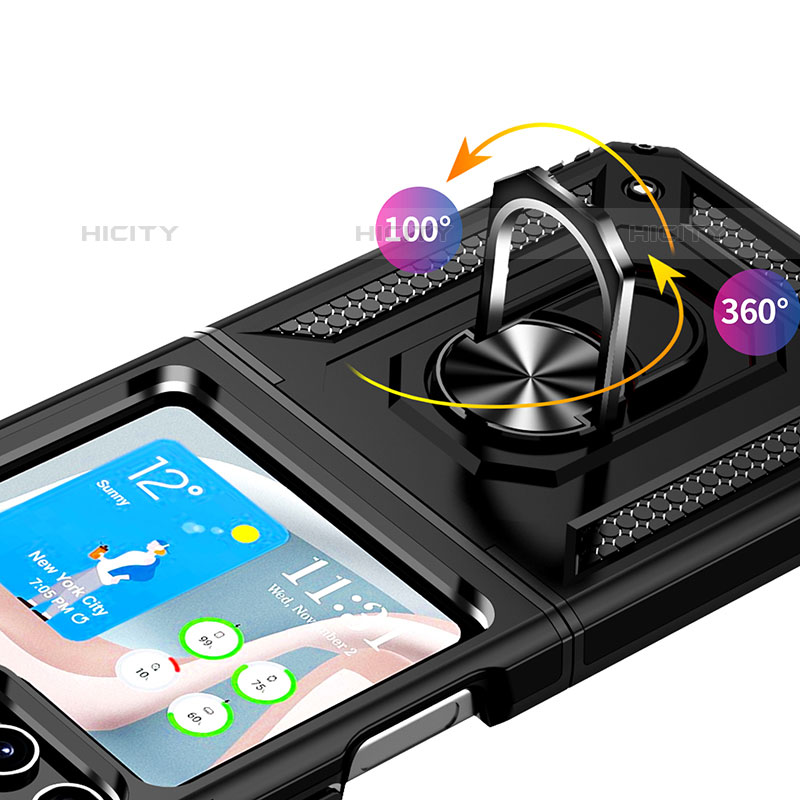 Custodia Silicone e Plastica Opaca Cover con Magnetico Supporto MQ2 per Samsung Galaxy Z Flip5 5G