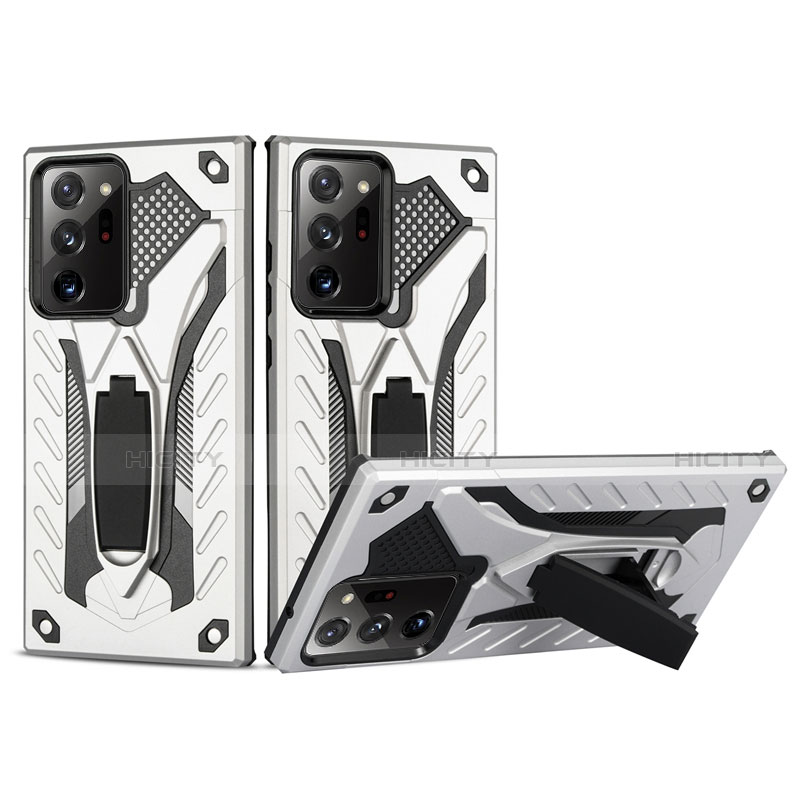 Custodia Silicone e Plastica Opaca Cover con Magnetico Supporto N03 per Samsung Galaxy Note 20 Ultra 5G