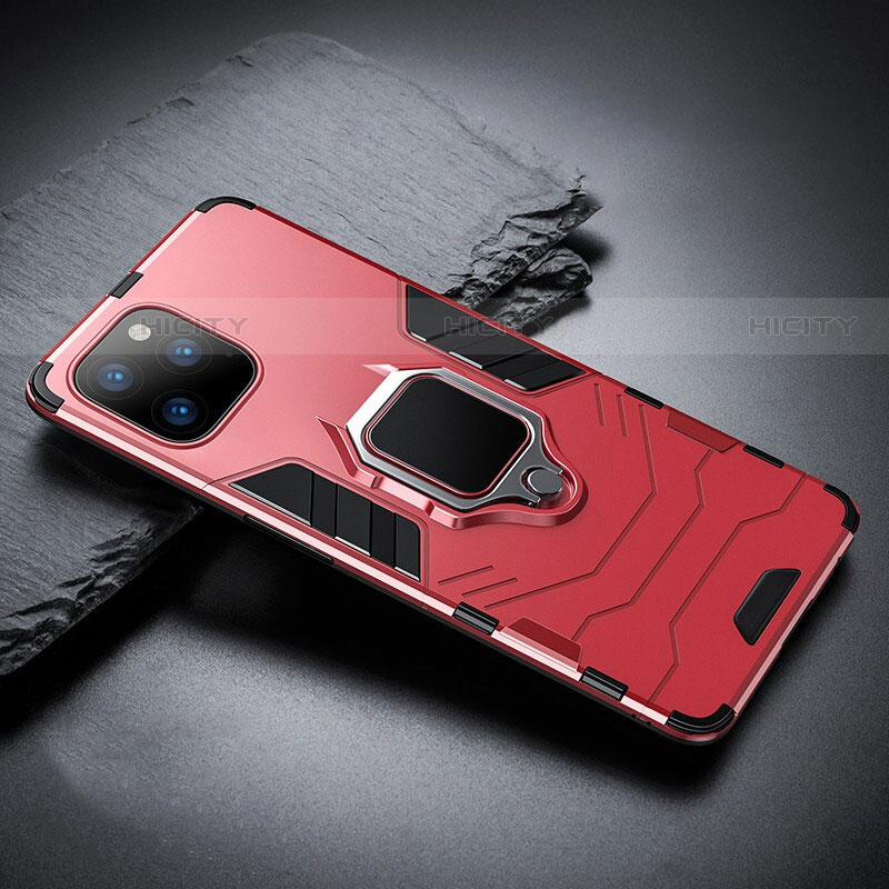 Custodia Silicone e Plastica Opaca Cover con Magnetico Supporto per Apple iPhone 11 Pro Max Rosso