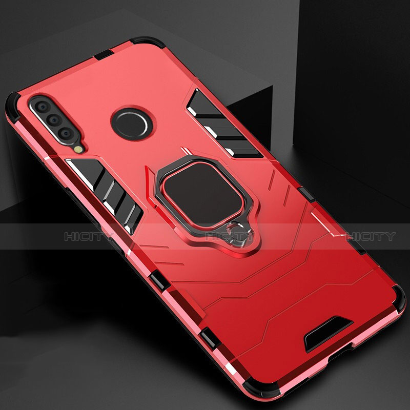 Custodia Silicone e Plastica Opaca Cover con Magnetico Supporto per Huawei Enjoy 9s Rosso