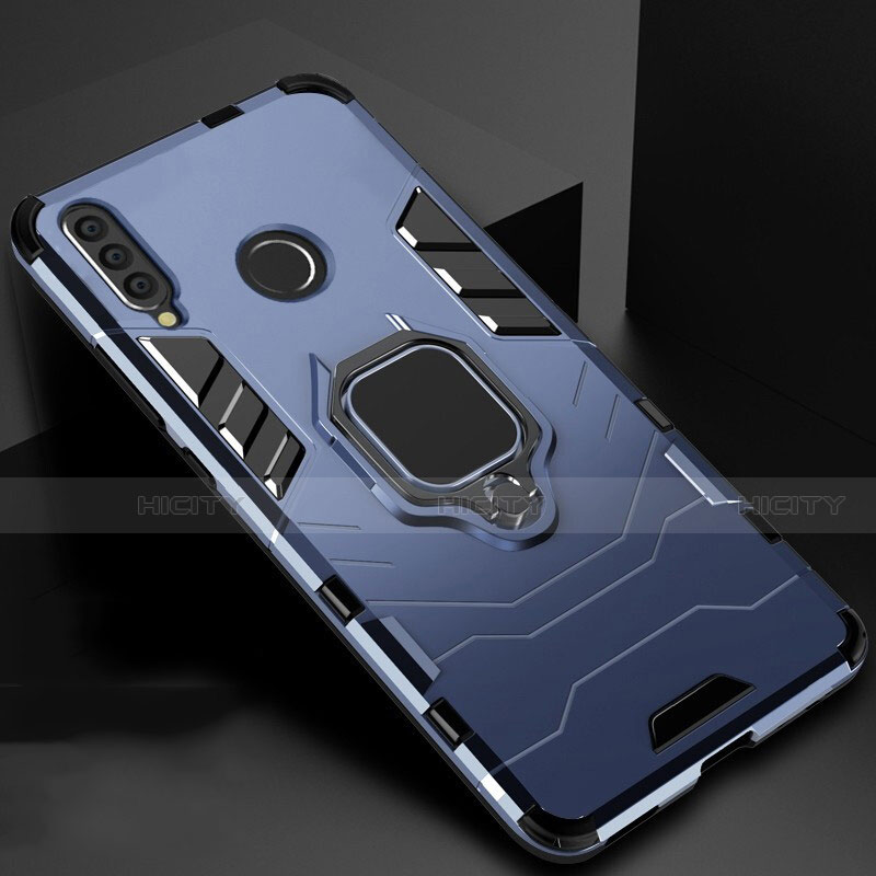 Custodia Silicone e Plastica Opaca Cover con Magnetico Supporto per Huawei Honor 20i Blu