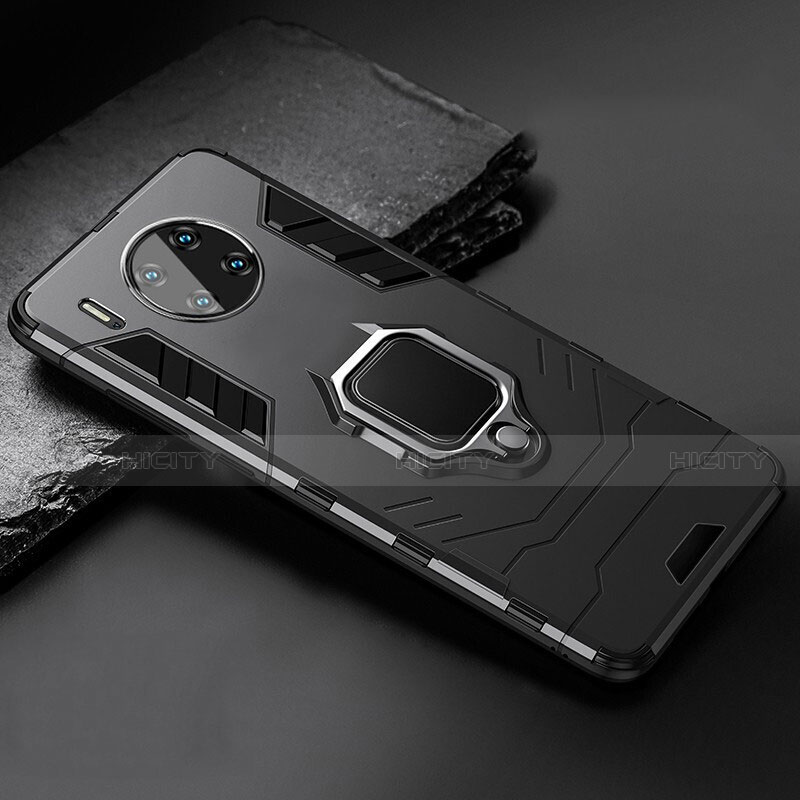 Custodia Silicone e Plastica Opaca Cover con Magnetico Supporto per Huawei Mate 30 Nero