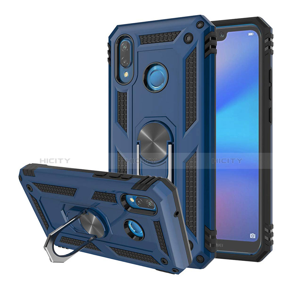 Custodia Silicone e Plastica Opaca Cover con Magnetico Supporto per Huawei P20 Lite Blu