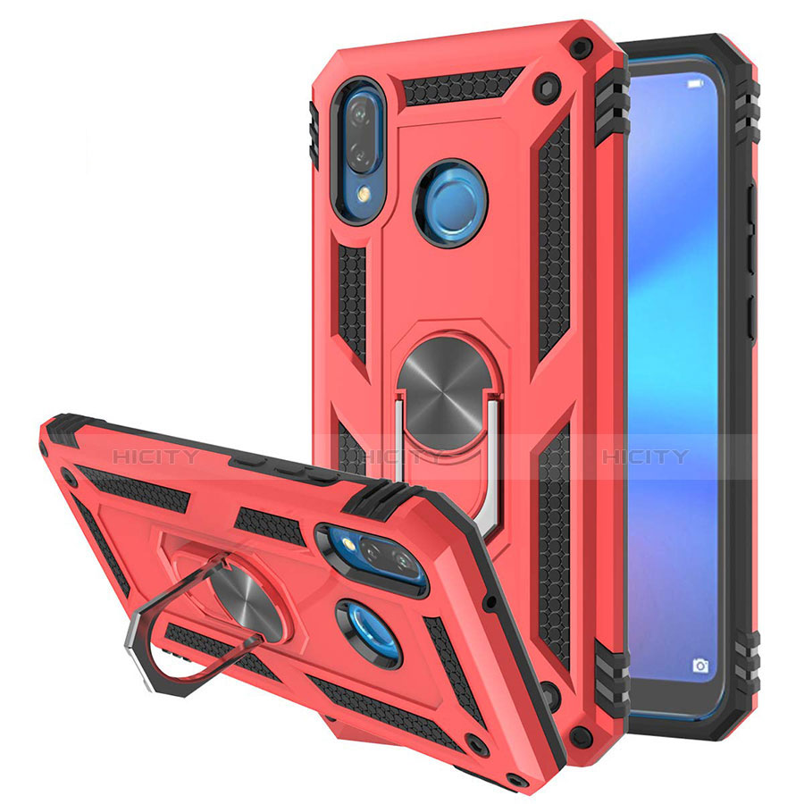 Custodia Silicone e Plastica Opaca Cover con Magnetico Supporto per Huawei P20 Lite Rosso