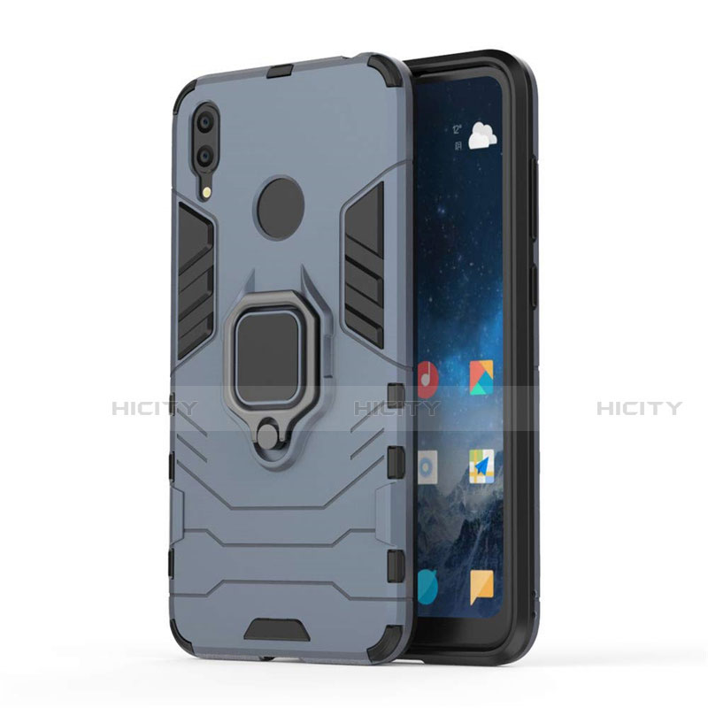 Custodia Silicone e Plastica Opaca Cover con Magnetico Supporto per Huawei Y7 (2019) Blu