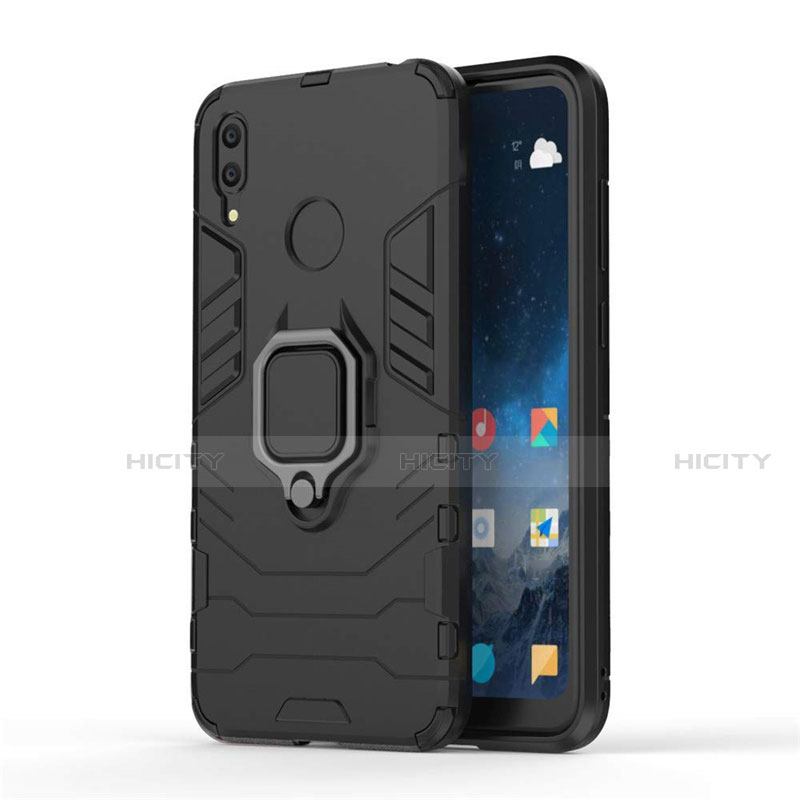 Custodia Silicone e Plastica Opaca Cover con Magnetico Supporto per Huawei Y7 (2019) Nero