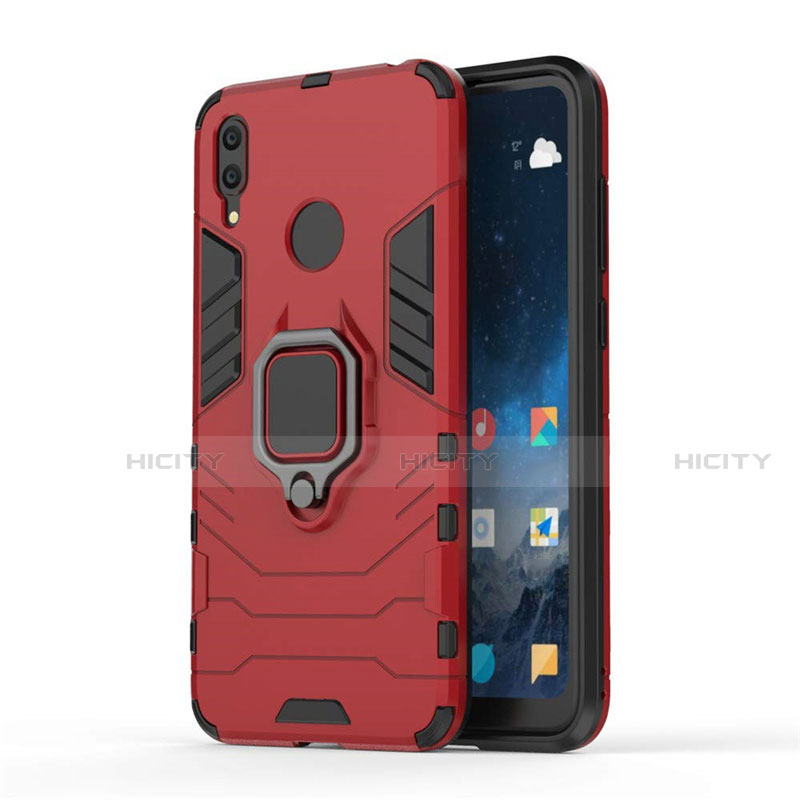 Custodia Silicone e Plastica Opaca Cover con Magnetico Supporto per Huawei Y7 (2019) Rosso