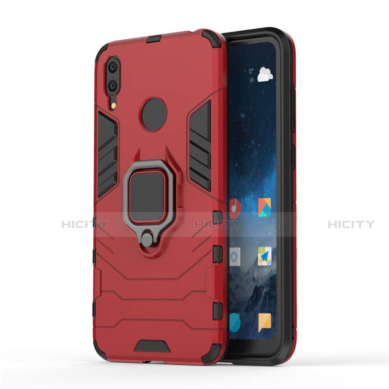 Custodia Silicone e Plastica Opaca Cover con Magnetico Supporto per Huawei Y7 Pro (2019) Rosso