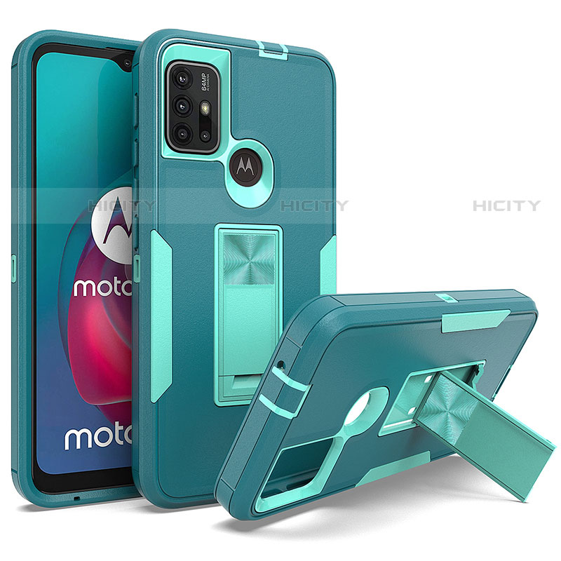 Custodia Silicone e Plastica Opaca Cover con Magnetico Supporto per Motorola Moto G10