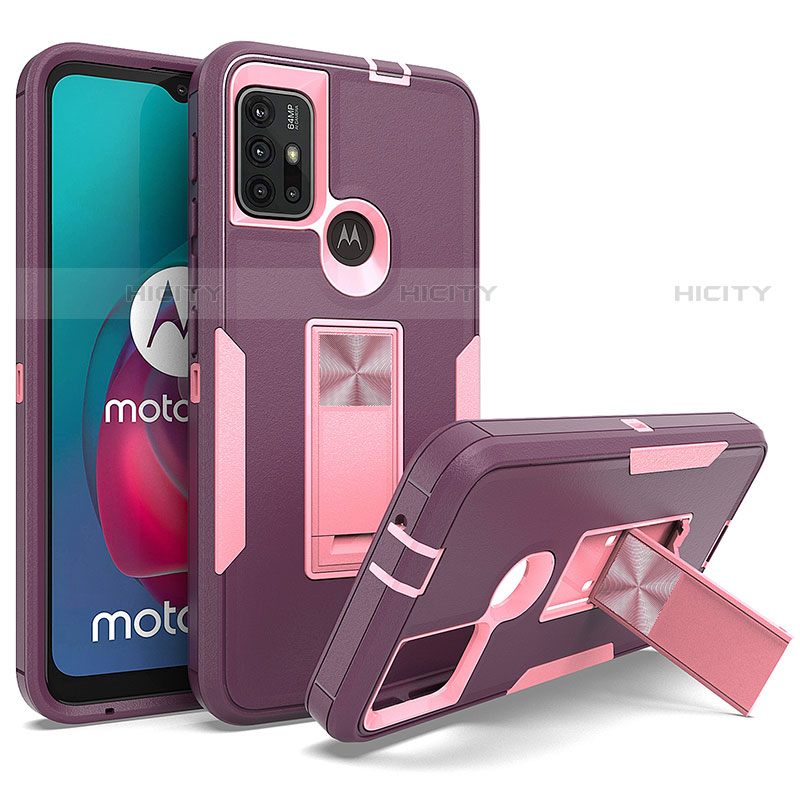 Custodia Silicone e Plastica Opaca Cover con Magnetico Supporto per Motorola Moto G20