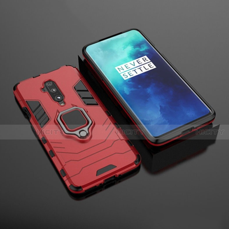 Custodia Silicone e Plastica Opaca Cover con Magnetico Supporto per OnePlus 7T Pro 5G