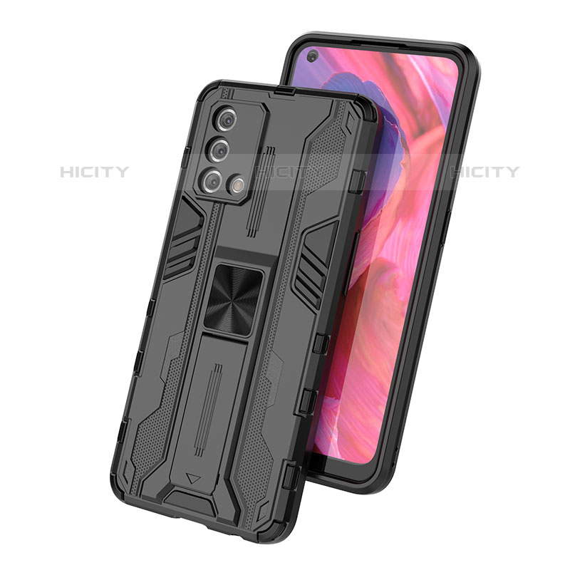 Custodia Silicone e Plastica Opaca Cover con Magnetico Supporto per Oppo A74 4G