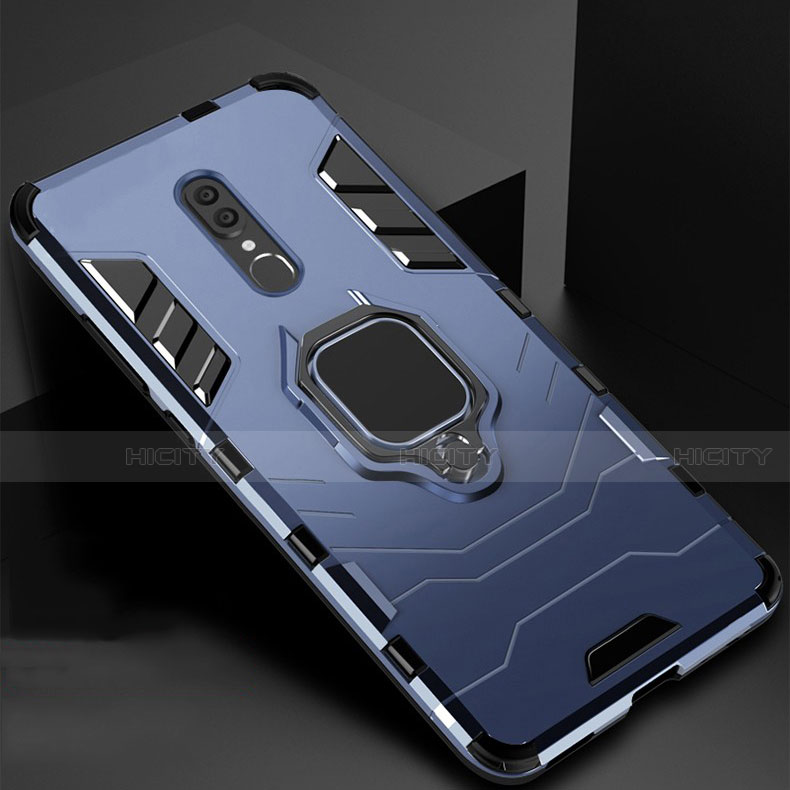 Custodia Silicone e Plastica Opaca Cover con Magnetico Supporto per Oppo A9X Blu