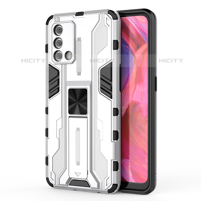 Custodia Silicone e Plastica Opaca Cover con Magnetico Supporto per Oppo Reno6 Lite