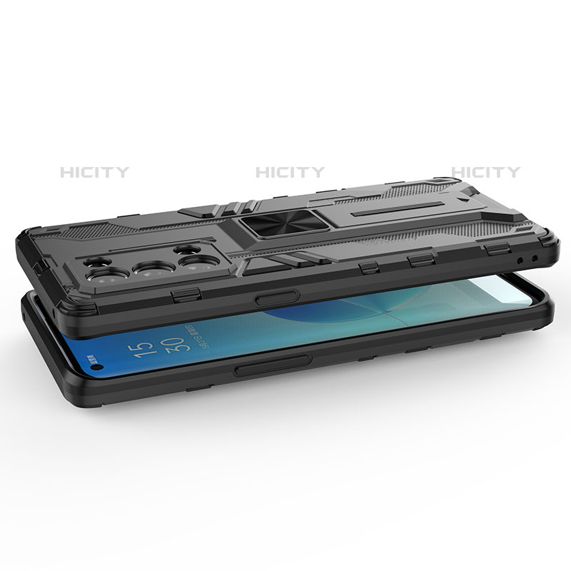 Custodia Silicone e Plastica Opaca Cover con Magnetico Supporto per Oppo Reno6 Pro 5G