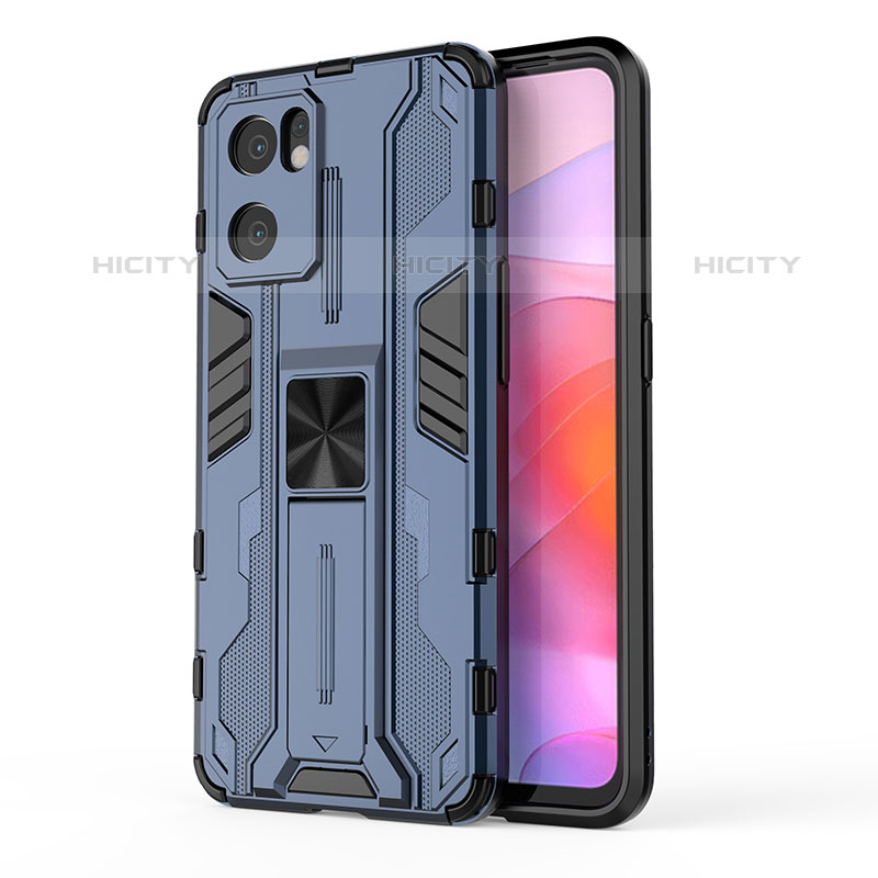 Custodia Silicone e Plastica Opaca Cover con Magnetico Supporto per Oppo Reno7 SE 5G