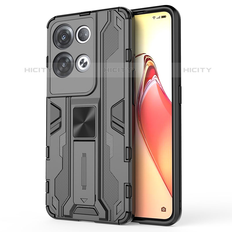 Custodia Silicone e Plastica Opaca Cover con Magnetico Supporto per Oppo Reno8 Pro 5G