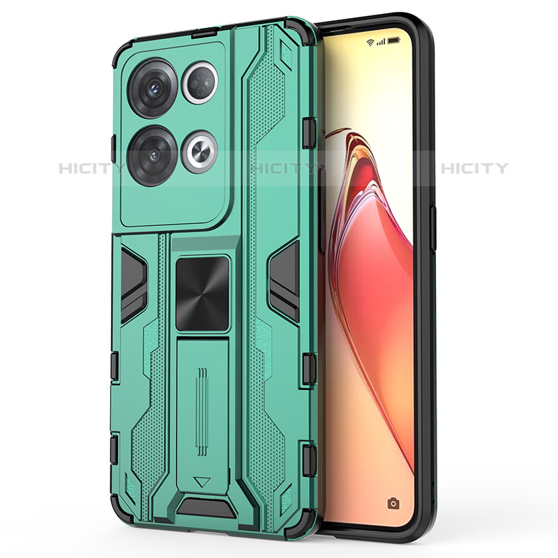 Custodia Silicone e Plastica Opaca Cover con Magnetico Supporto per Oppo Reno8 Pro 5G