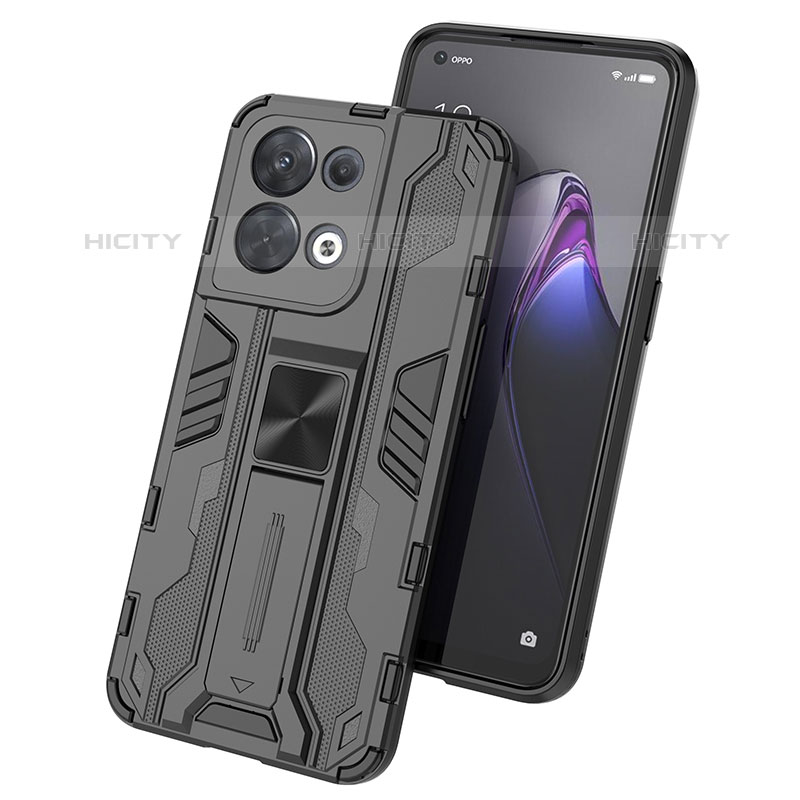 Custodia Silicone e Plastica Opaca Cover con Magnetico Supporto per Oppo Reno9 Pro 5G