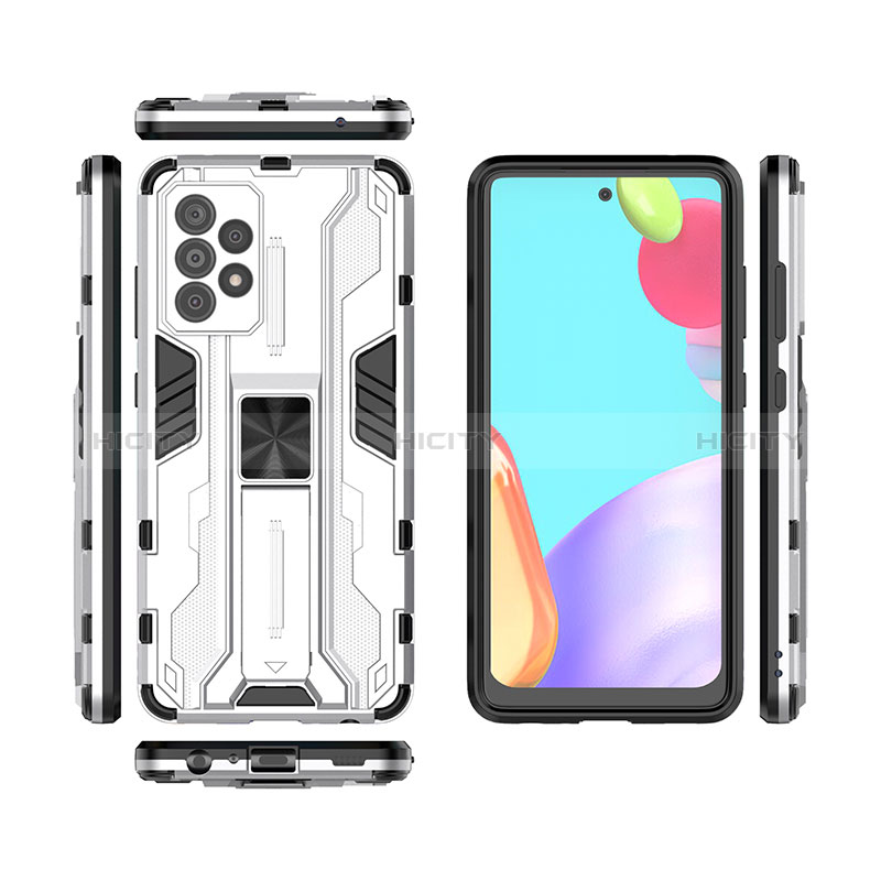 Custodia Silicone e Plastica Opaca Cover con Magnetico Supporto per Samsung Galaxy A52s 5G